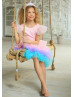 Multicolor Satin Tulle Unicorn Flower Girl Dress